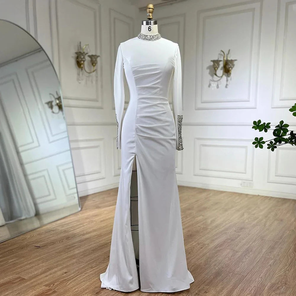 Luxury Black Satin Long Sleeves Mermaid Evening Dress LA72476