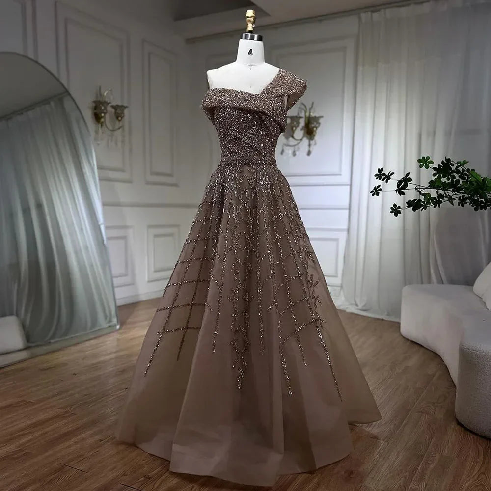 Serene Hill Elegant Black Beaded A-Line Evening Gown 2025 - Off-Shoulder Luxury Dress for Women - Long Party Dress LA72224