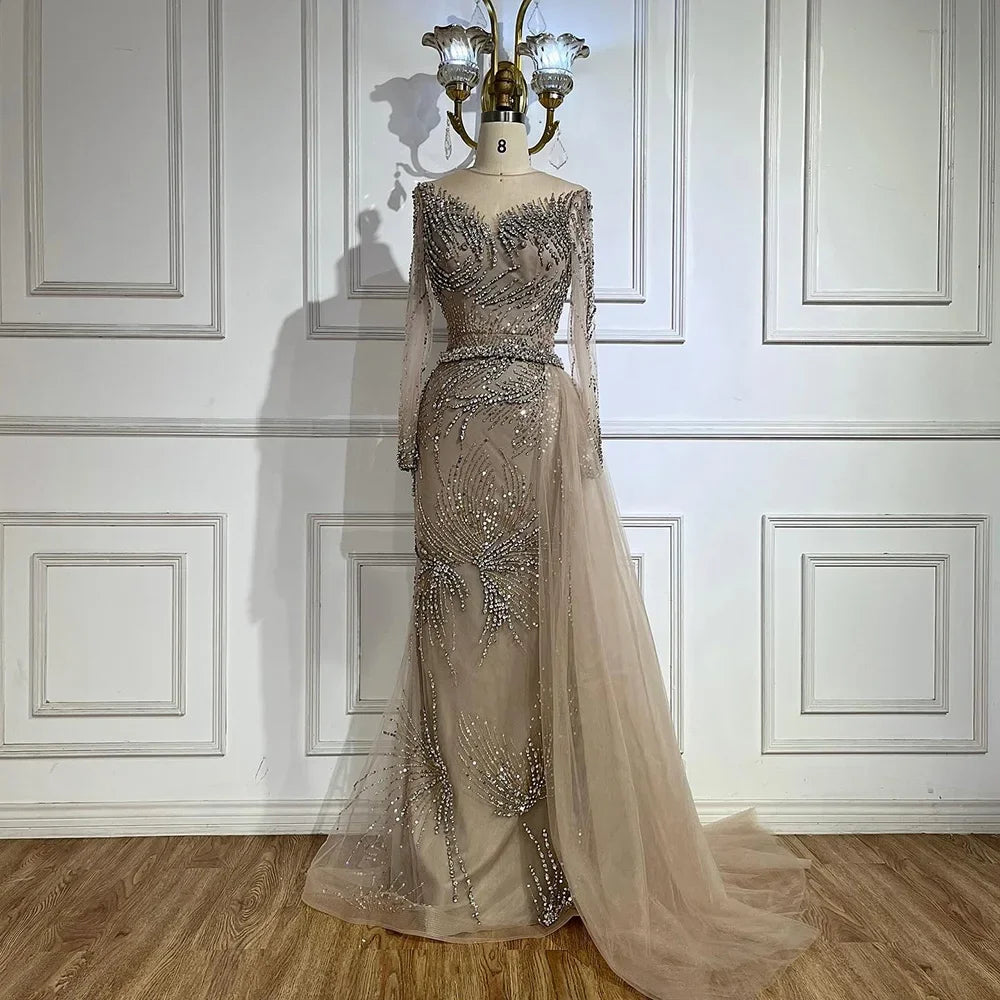 Purple Evening Gowns with Beaded Skirt and Lace-up Detail LA72376