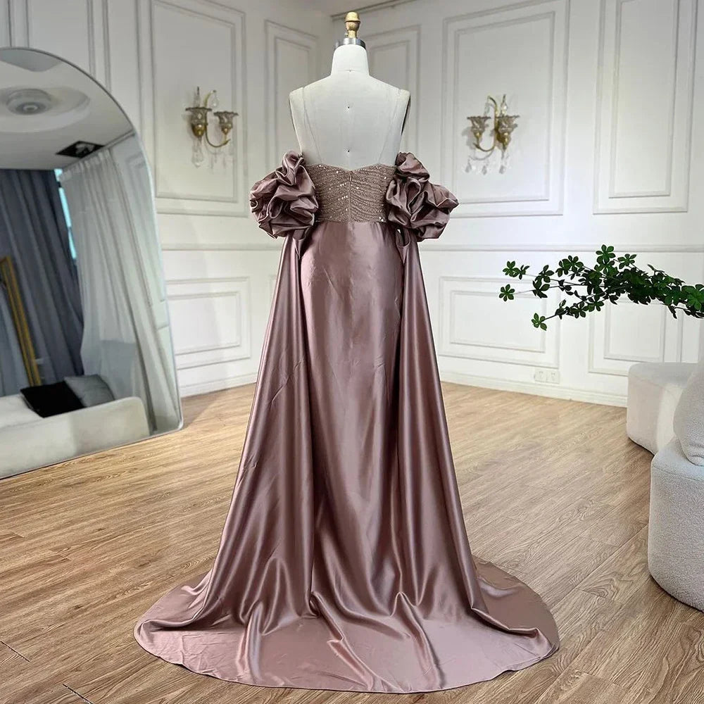 Luxury Arabic Dusty Rose Evening Dresses with Cape LA72543