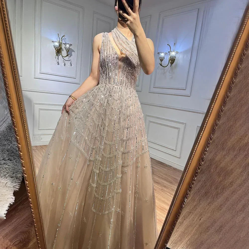 Luxury Beaded Lilac Evening Dresses for Women Wedding Party LA71778