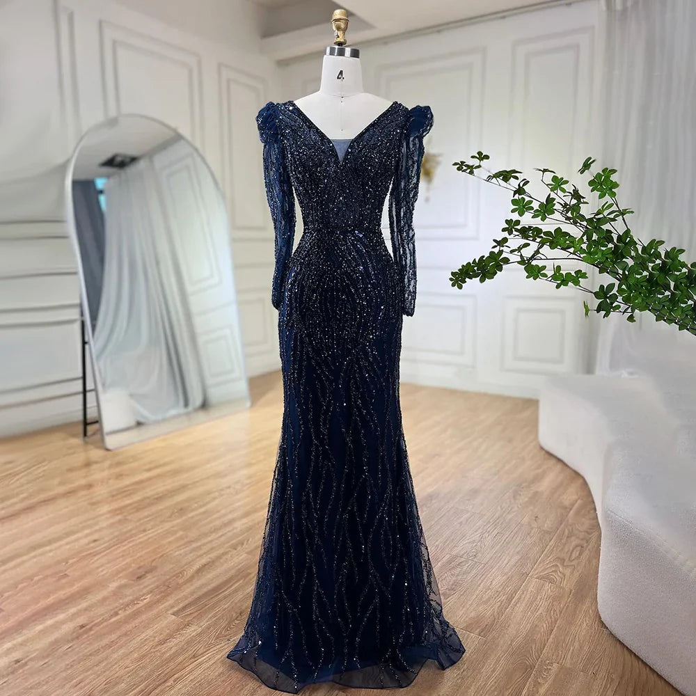 Luxury Lilac Mermaid Beaded Evening Dress LA71931
