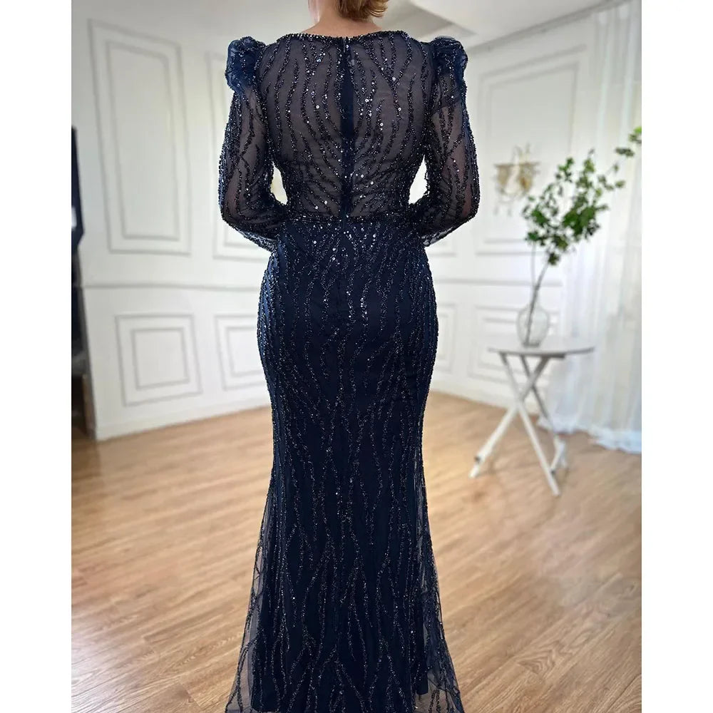 Luxury Lilac Mermaid Beaded Evening Dress LA71931