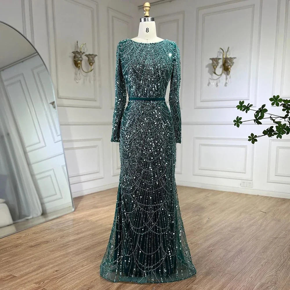 Modest Beaded Long Cape Dubai Evening Dresses LA72032M
