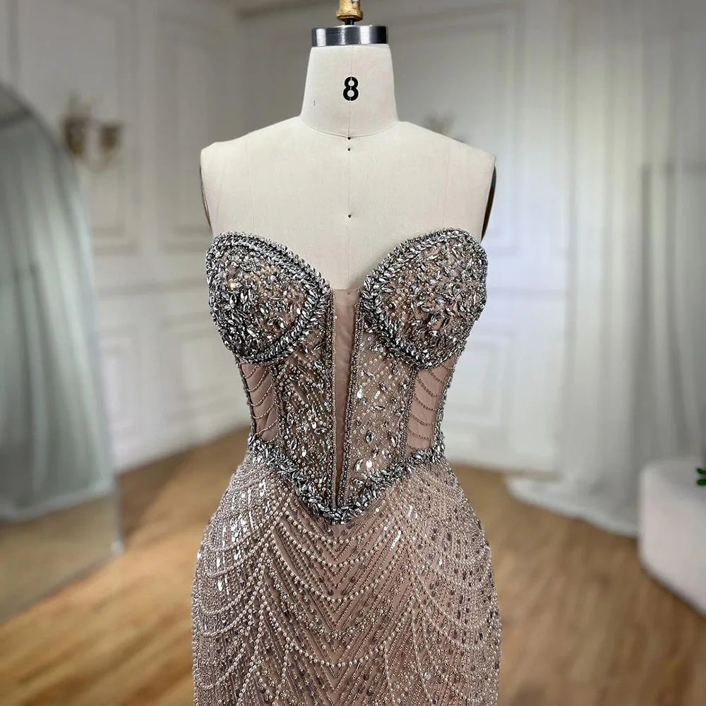 Serene Hill Nude Mermaid Luxury Evening Dresses Gowns And Beaded Design Arabic 2025 For Women Wedding Party LA72249