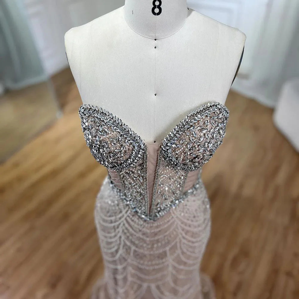 Serene Hill Nude Mermaid Luxury Evening Dresses Gowns And Beaded Design Arabic 2025 For Women Wedding Party LA72249