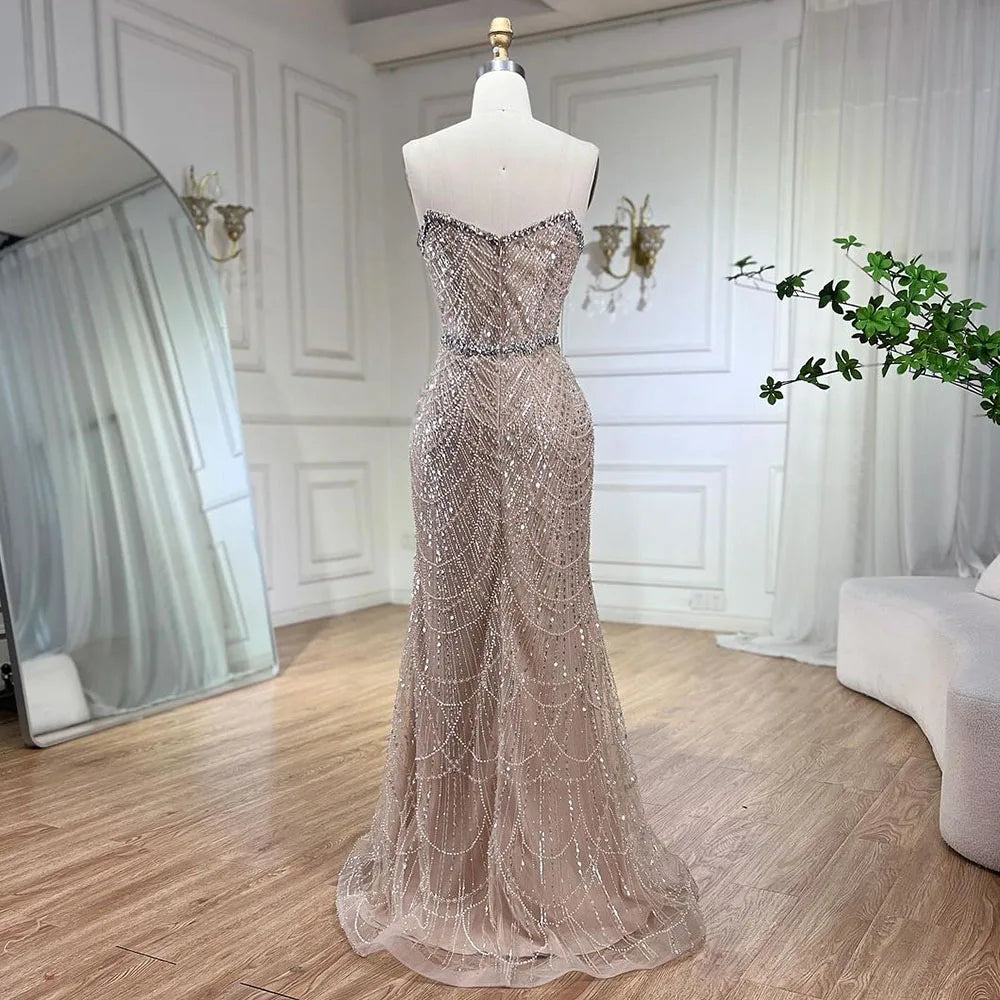 Serene Hill Nude Mermaid Luxury Evening Dresses Gowns And Beaded Design Arabic 2025 For Women Wedding Party LA72249