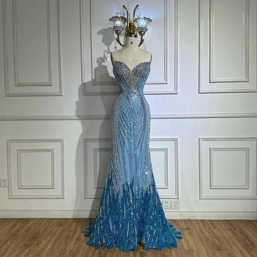 Serene Hill Saudi Arabic Blue Strapless Mermaid Evening Dresses Gowns SereneHill Serene Hill Saudi Arabic Blue Strapless Mermaid Evening Dresses Gowns SereneHill