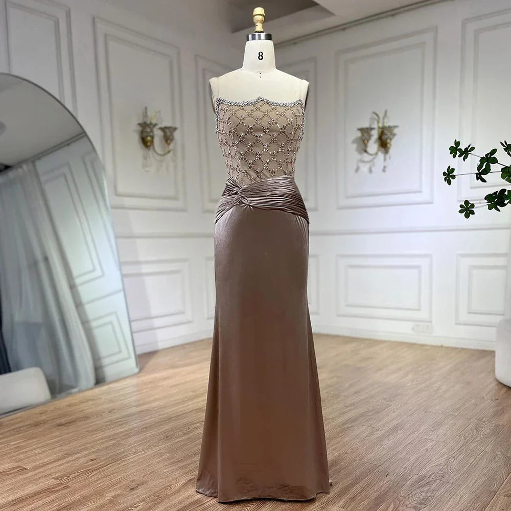 Serene Hill Velvet Mermaid Gown Elegant Beaded Design Arabic inspired Luxe Evening Dress for Women's Wedding Party LA72327