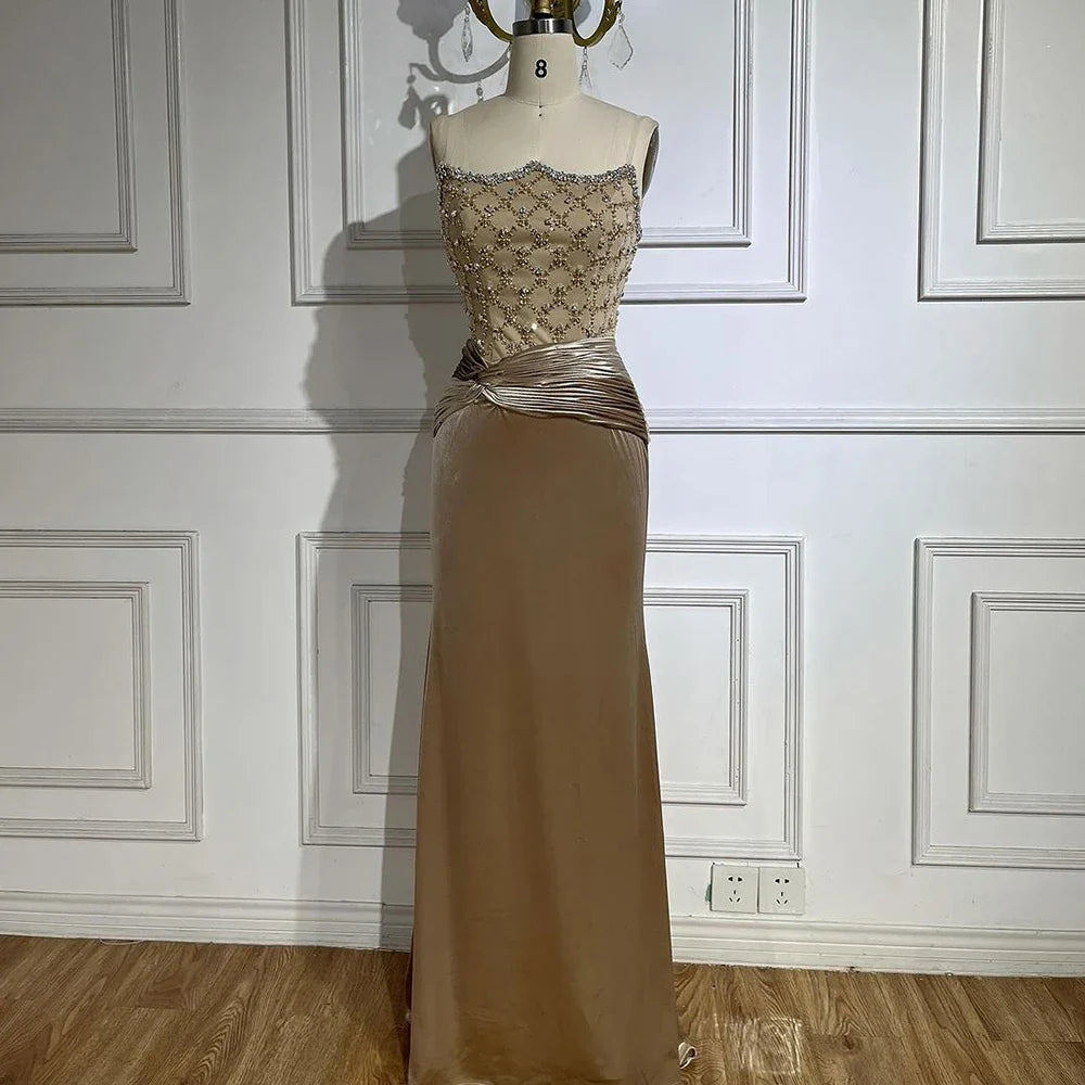 Serene Hill Velvet Mermaid Gown Elegant Beaded Design Arabic inspired Luxe Evening Dress for Women's Wedding Party LA72327