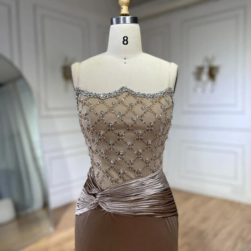 Serene Hill Velvet Mermaid Gown Elegant Beaded Design Arabic inspired Luxe Evening Dress for Women's Wedding Party LA72327