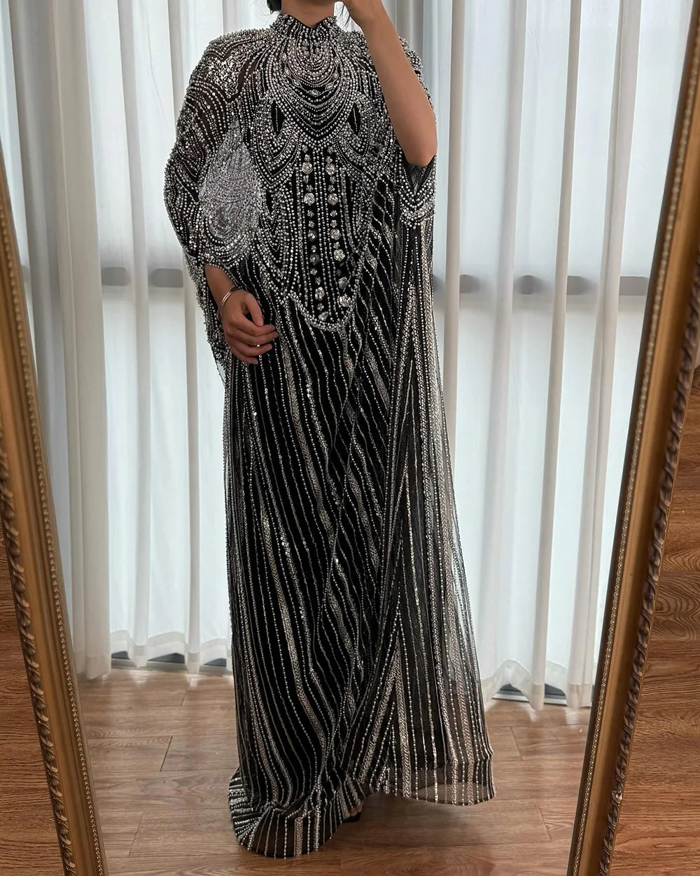 Luxury Champagne Kaftan Evening Gown Wedding Formal Dress LA72945