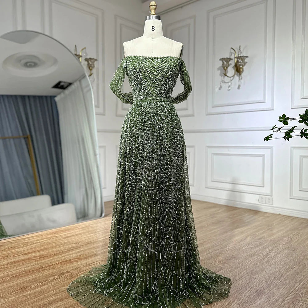 Luxury Nude A-Line Evening Gown with Pearl Beading LA72738A