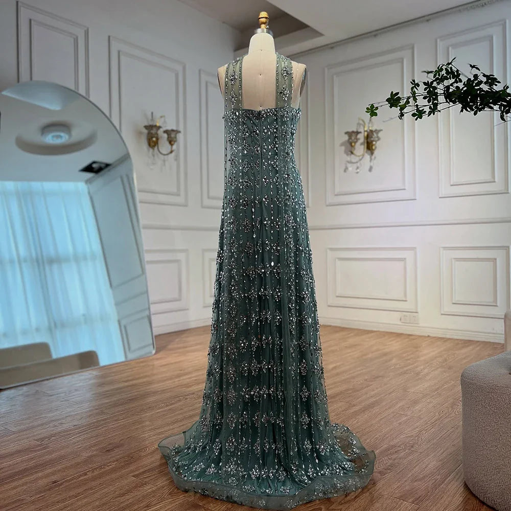 Luxury Nude Beaded Mermaid Evening Dress for Occasion Saudi LA72871