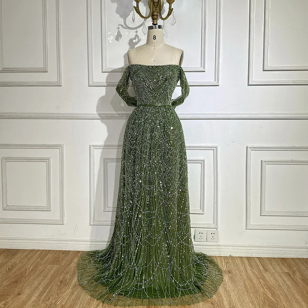 Luxury Nude A-Line Evening Gown with Pearl Beading LA72738A