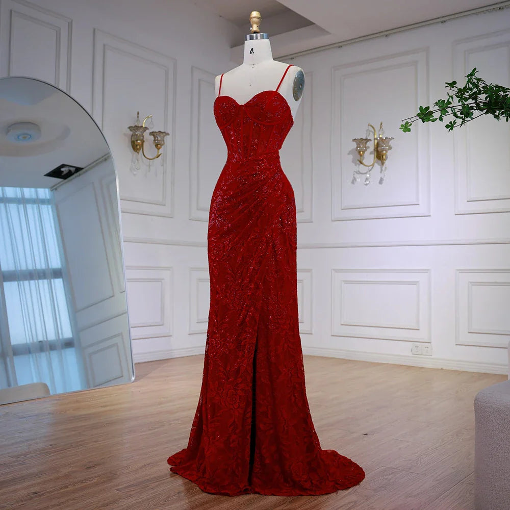 Elegant Red Prom Dress with Slit LA72998