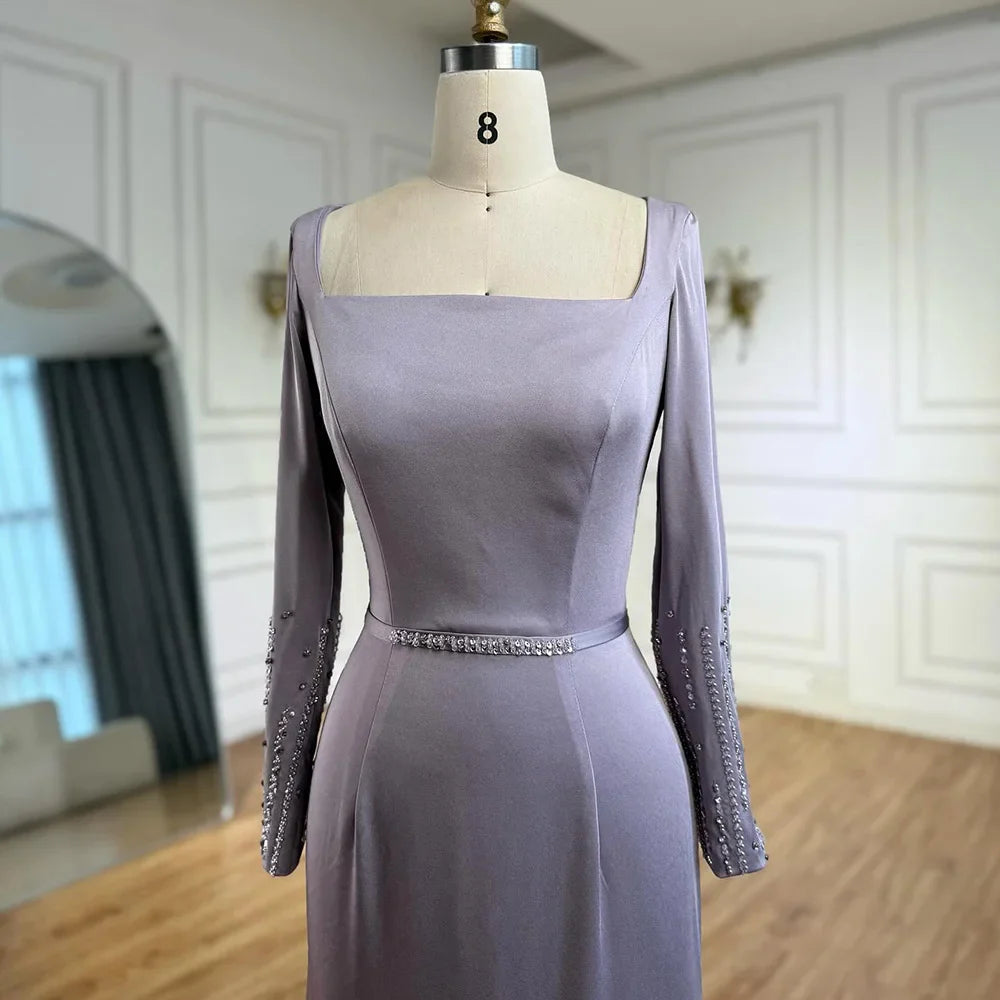 Luxury Lilac Ruffles Dubai Evening Dress Saudi Wedding Party LA72952