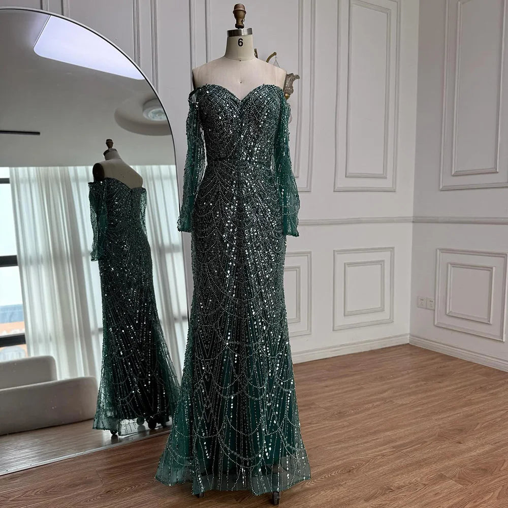 Elegant Off the Shoulder Mermaid Luxury Dubai Evening Dress for Party LA72243