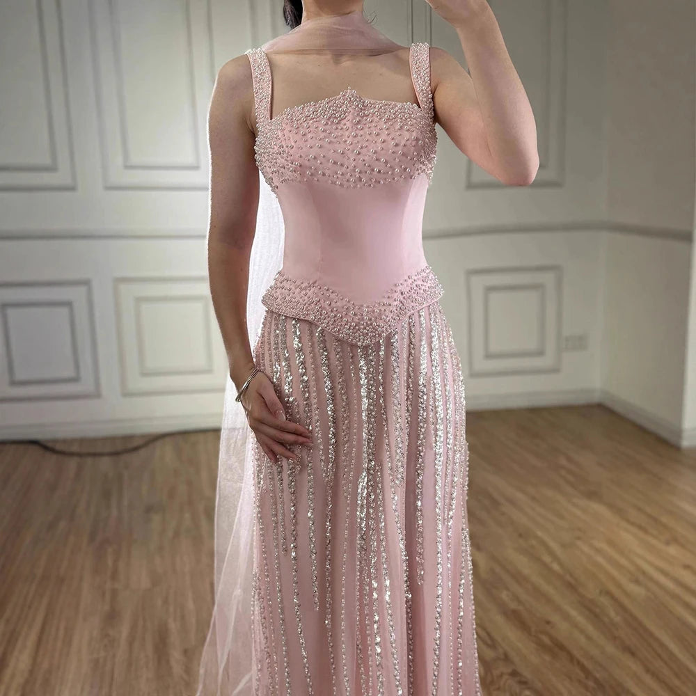 Glamorous Strapless Mermaid Evening Dress with Pearls LA73070