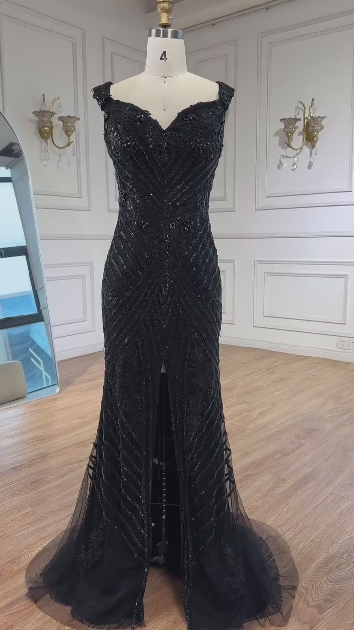 Luxury Silver Gray Off Shoulder Mermaid Evening Dress LA73018