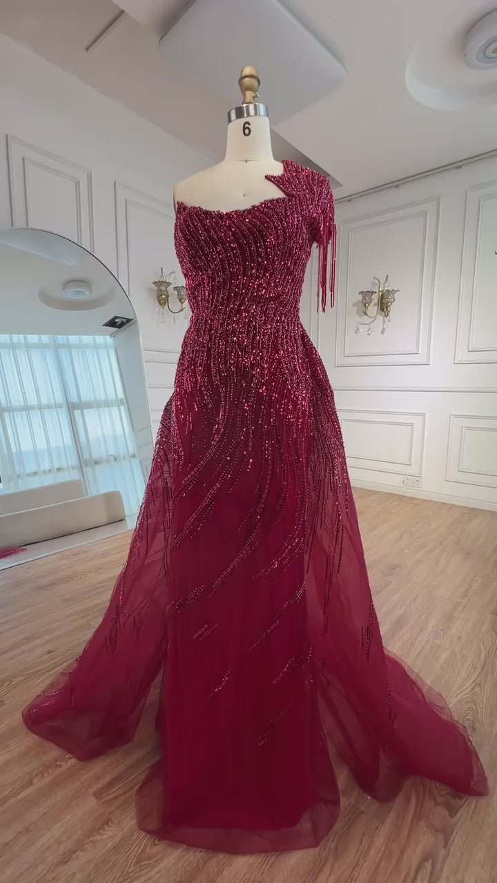Luxury Green Evening Dress with Overskirt LA72979