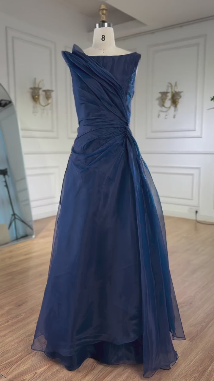 Burgundy Elegant A-Line Evening Dress with Draped Shoulder LA72944