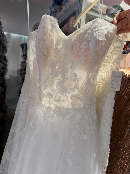 Luxury White Lace Strapless A-Line Bridal Wedding Dress HA2539
