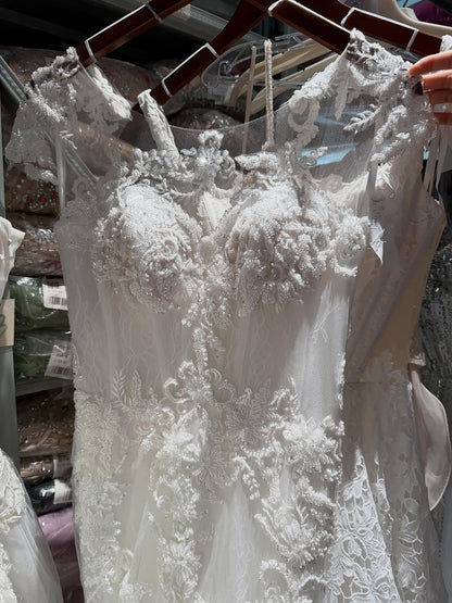 Luxury White Beaded Lace Mermaid Bridal Wedding Dress HA2544