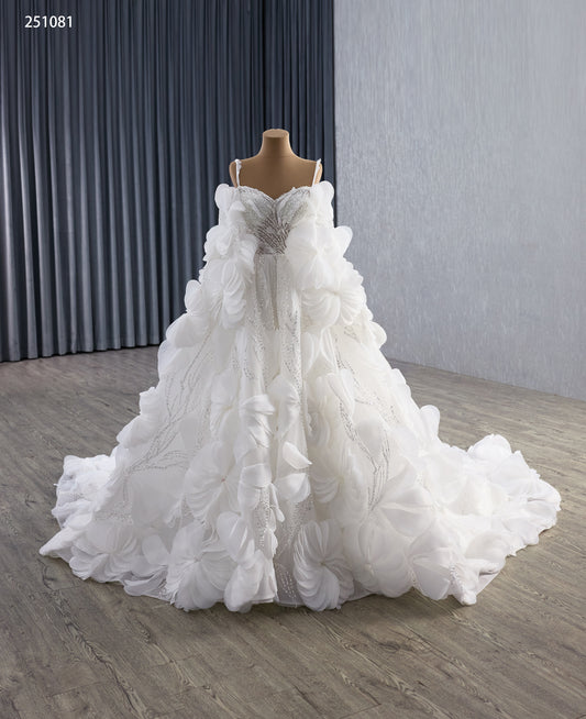 Serene Hill White Flower Luxury Wedding Dresses 2025 Beaded Bride Gowns HM251081 Custom Made