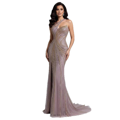 Serene Hill Dubai Luxury Pink Gold Sexy Evening Dress With Split LA72104A