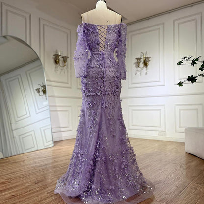 Pink Beaded Mermaid Evening Gown with Overskirt and Appliques LA72641