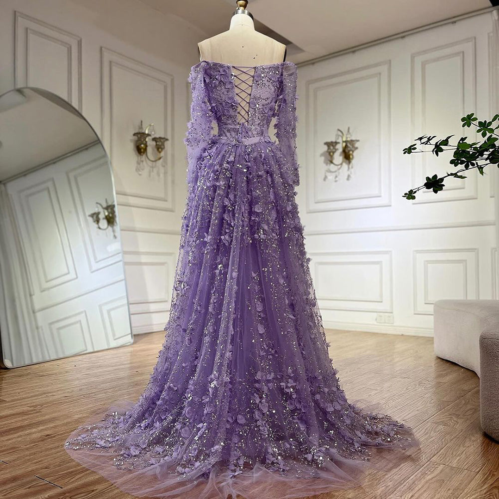 Pink Beaded Mermaid Evening Gown with Overskirt and Appliques LA72641