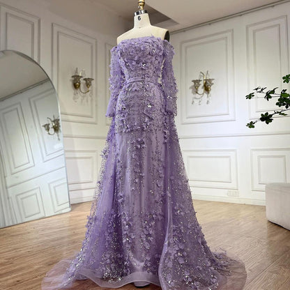 Pink Beaded Mermaid Evening Gown with Overskirt and Appliques LA72641
