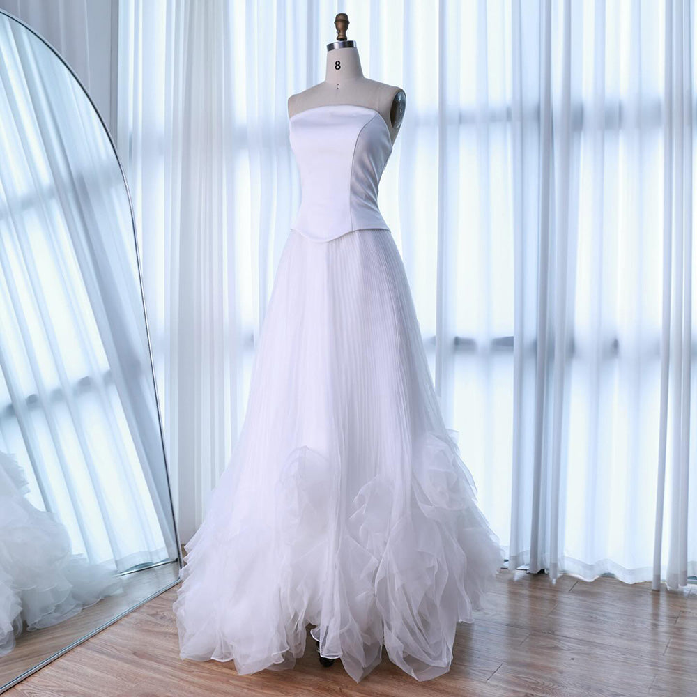 Elegantes Abendkleid in Salbeigrün mit 3D-Blumen in A-Linie LA72913