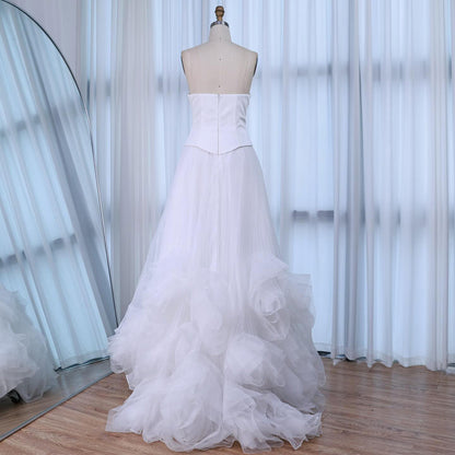 Elegantes Abendkleid in Salbeigrün mit 3D-Blumen in A-Linie LA72913