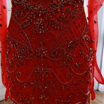 Luxury Beaded   Evening Dress Sheer Long Gloves LA72929