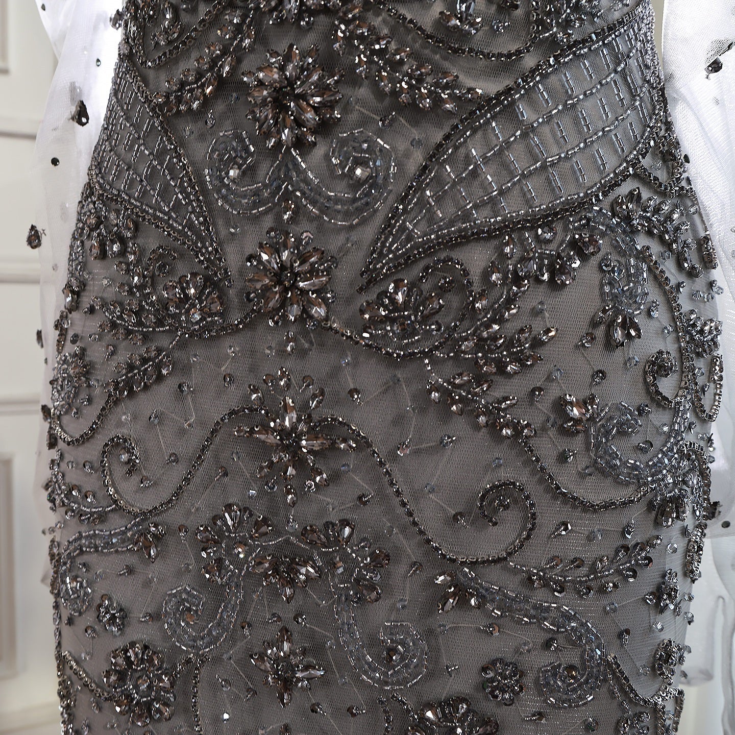 Luxury Beaded   Evening Dress Sheer Long Gloves LA72929