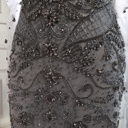 Luxury Beaded   Evening Dress Sheer Long Gloves LA72929