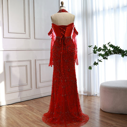 Luxury Beaded   Evening Dress Sheer Long Gloves LA72929