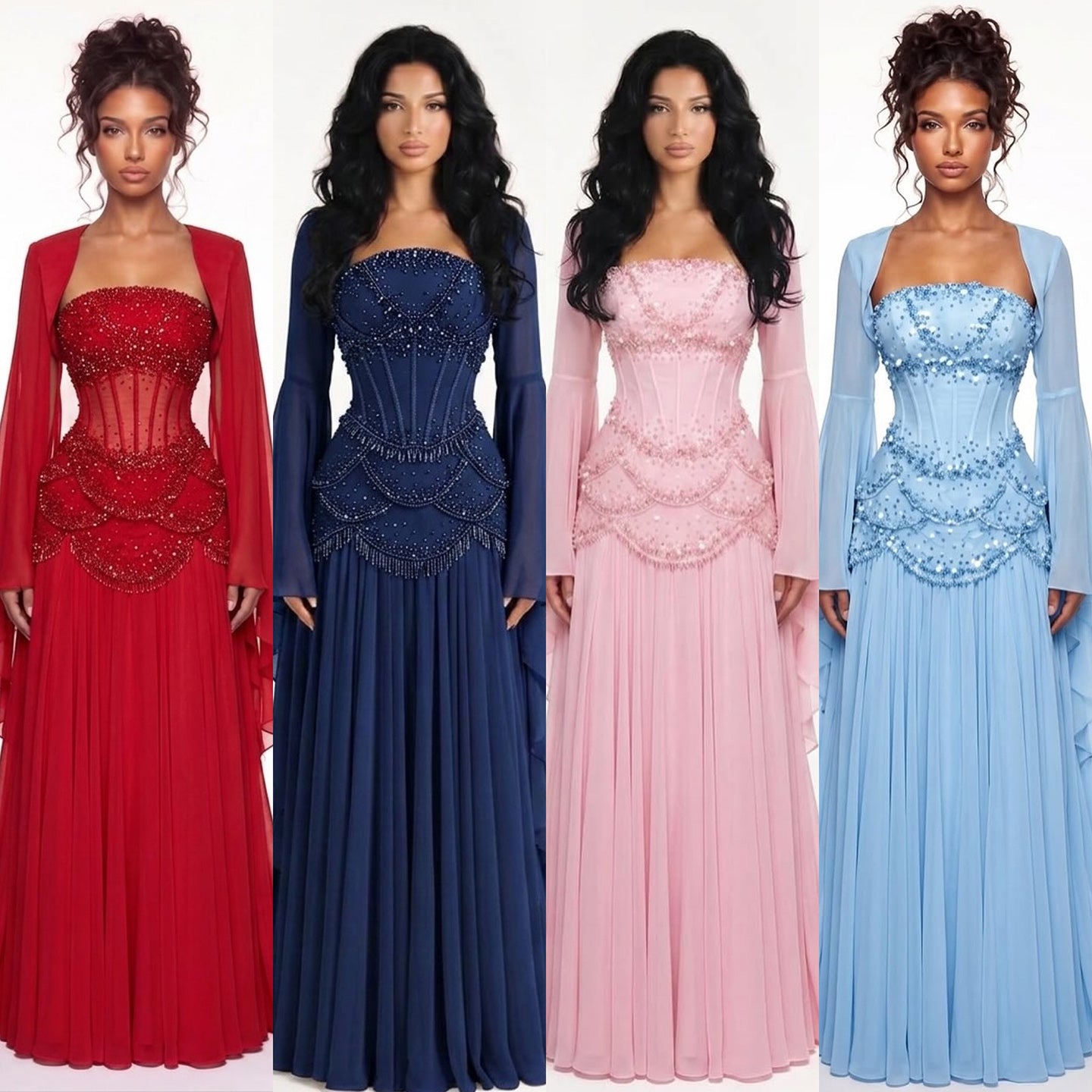 Luxury Pink Beaded A Line Dress with Chiffon Cape Sleeves LA72978B