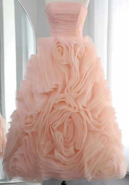 Luxury Purple 3D Rose Flower Strapless Princess Evening Dress LA73176