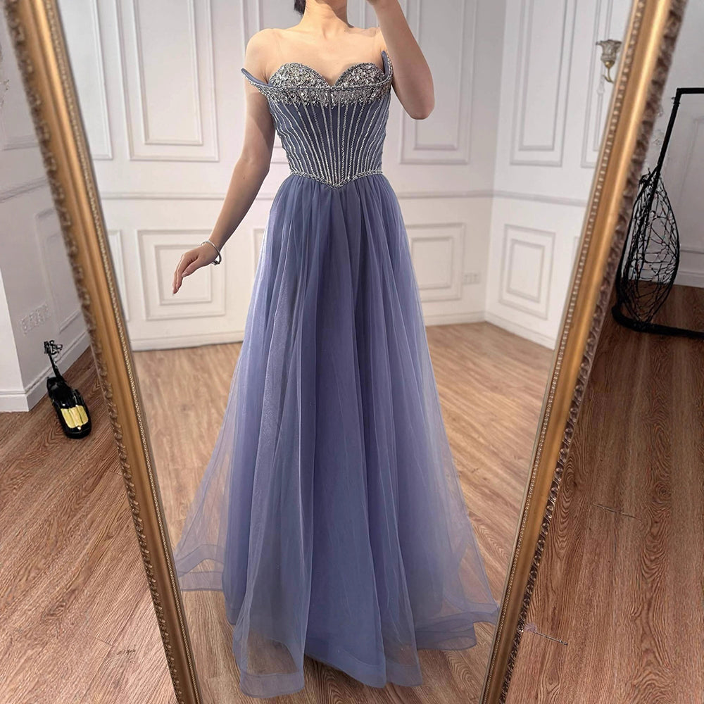 Nude Strapless A-line Prom Party Dress LA73178