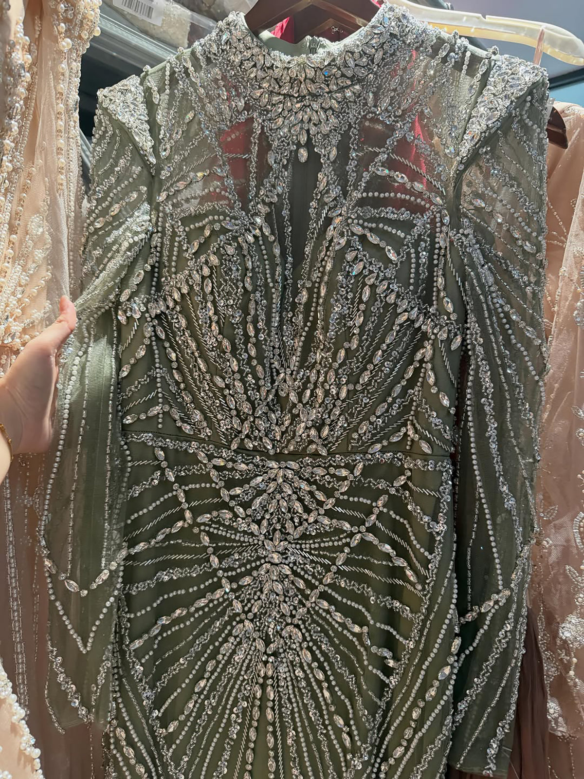 Luxury Muslim Nude Beaded Mermaid Evening Dress LA73203A