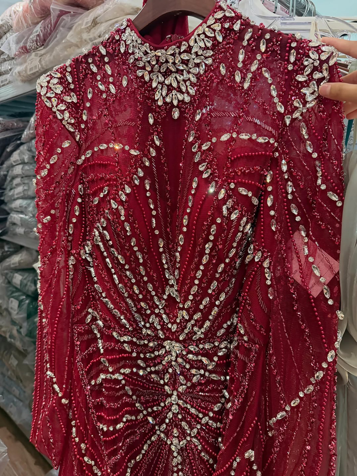 Luxury Muslim Nude Beaded Mermaid Evening Dress LA73203A
