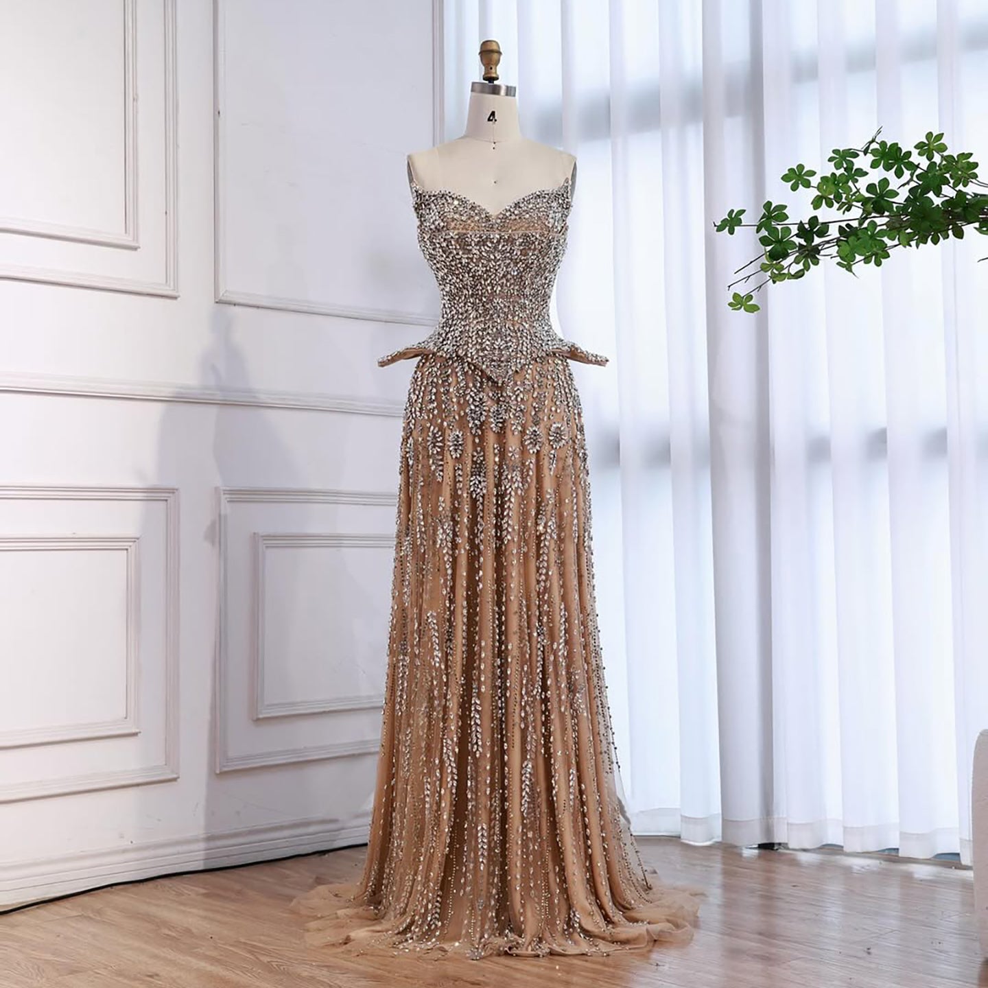 Luxury Kosovo Crystal A-Line Two Piece Evening Dress LA73209