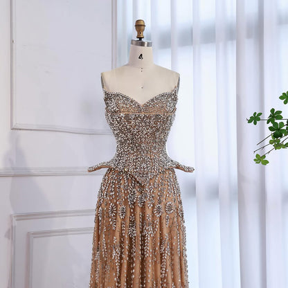 Luxury Kosovo Crystal A-Line Two Piece Evening Dress LA73209