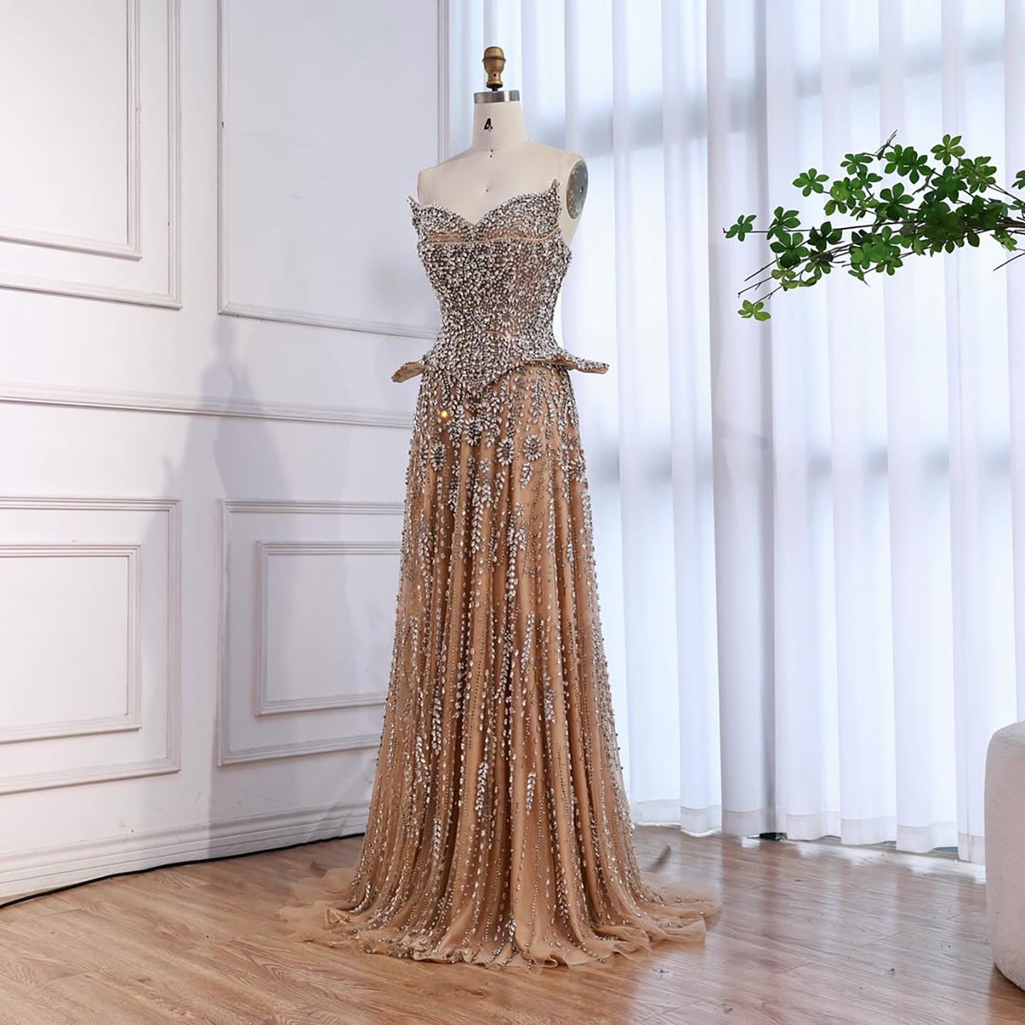 Luxury Kosovo Crystal A-Line Two Piece Evening Dress LA73209