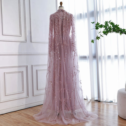 Luxury Sliver Hijab Modest Muslim Beaded Evening Dress LA73215