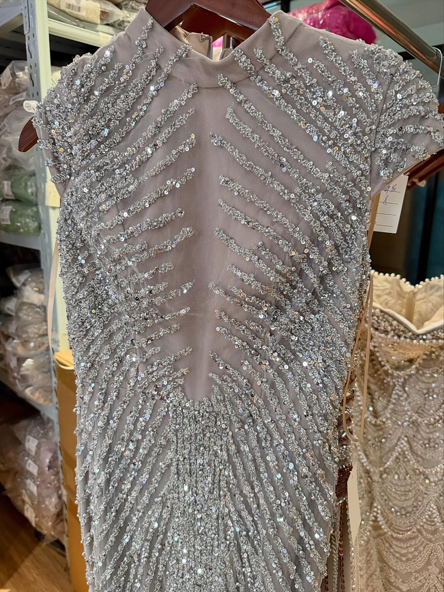 Luxury Saudi Arabic Gold Beaded Mermaid Evening Dress LA73221