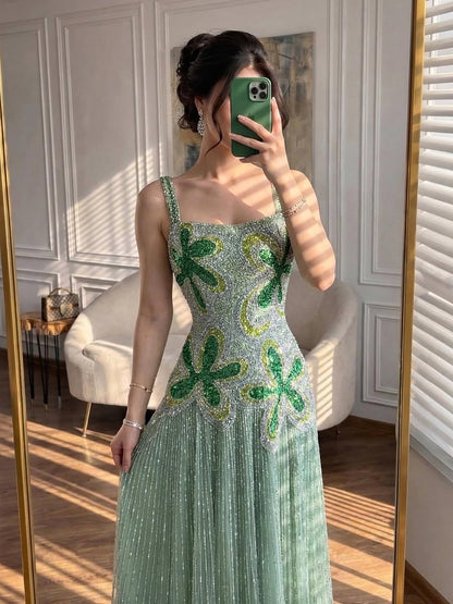 Luxury Green Elegant A-Line Silhouette for Weddings & Galas LA73332